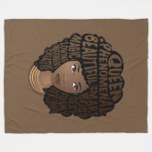 奨励する黒人女性，天然の髪，茶色 フリースブランケット (正面(横))