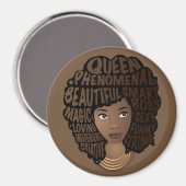 奨励する黒人女性,天然の髪,茶色 マグネット (正面/裏面)