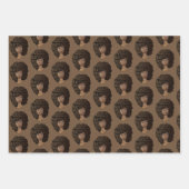 奨励する黒人女性，天然の髪，茶色 ラッピングペーパーシート (正面2)