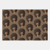 奨励する黒人女性，天然の髪，茶色 ラッピングペーパーシート (正面)
