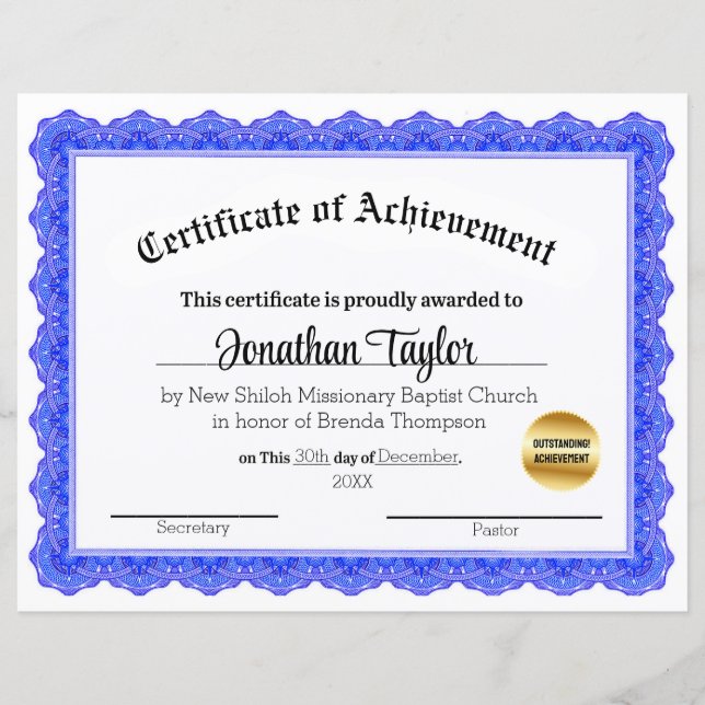 奨学金伝統的証書 (正面)