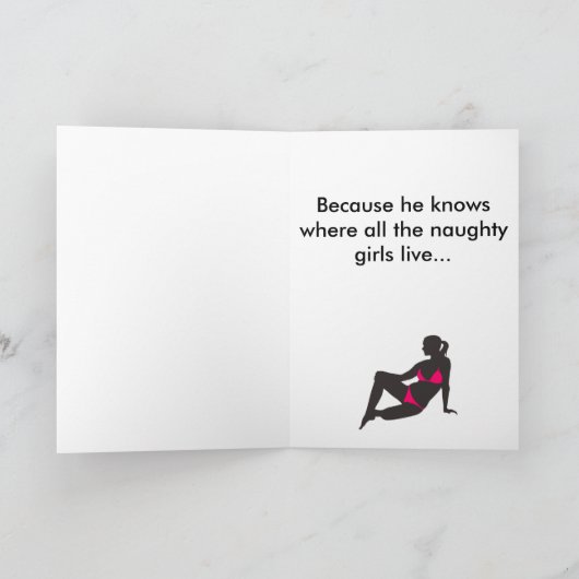 女いけなの子の悪いサンタ😂ジョークおもしろいユーモア シーズンカード (内部)