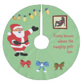 女いけな子の悪いサンタクおもしろいラユーモアおもしろい ブラッシュドポリエステルツリースカート (正面)