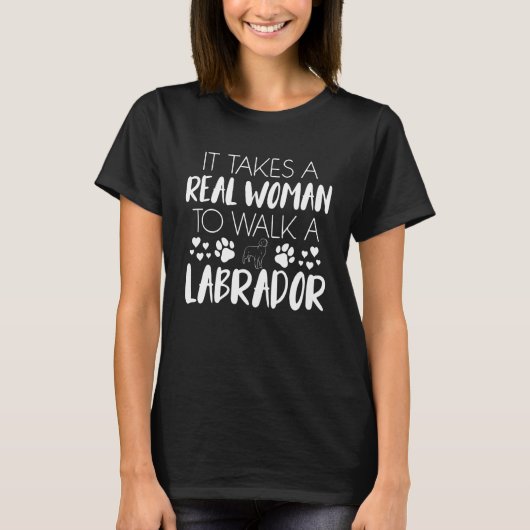 女おもしろいがラブラドール実在歩く Tシャツ (正面)