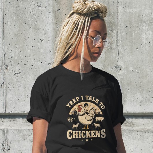 女おもしろいのカスタムシャツYep鶏と話す トライブレンドＴシャツ