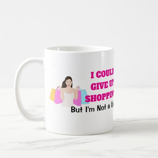 女おもしろいの女の私は与えショッピングのマグカップ コーヒーマグカップ (左)