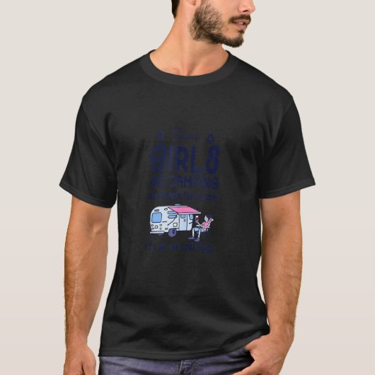 女おもしろいの子がキャンプに行って飲み過ぎる Tシャツ (正面)