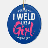 女おもしろいの子のように溶接する溶接機 セラミックオーナメント (左)