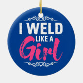 女おもしろいの子のように溶接する溶接機 セラミックオーナメント (裏面)