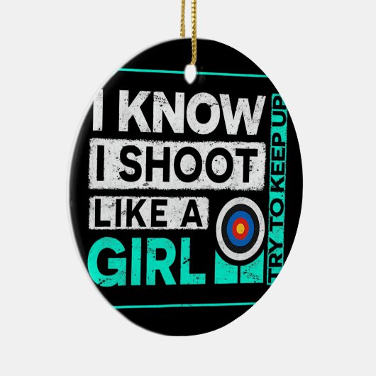 女おもしろいの子の弓のように撃つ セラミックオーナメント (右)