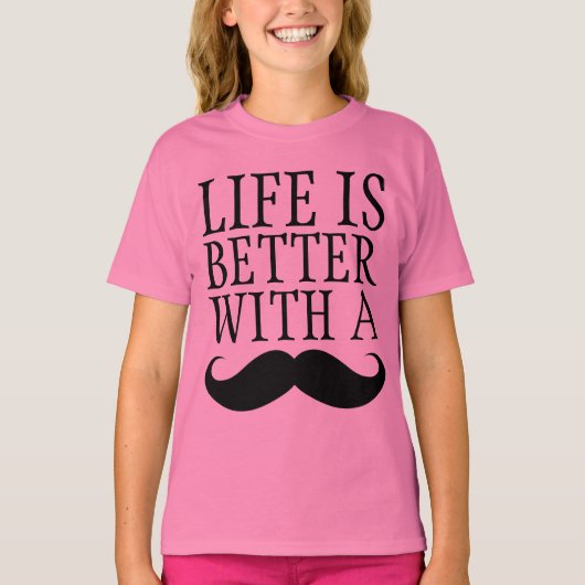女おもしろいの子は髭の方が好い Tシャツ (正面)