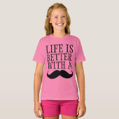 女おもしろいの子は髭の方が好い Tシャツ (正面フル)