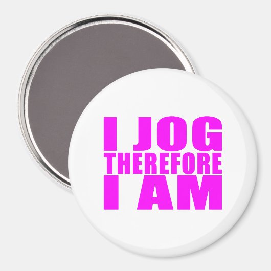 女おもしろいの子ジョガー引用文：私はジョギングだから私は午前 マグネット (正面/裏面)