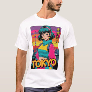 女おもしろいの子ヴィンテージポストカード東京 Tシャツ