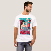 女おもしろいの子ヴィンテージポストカード東京 Tシャツ (正面フル)