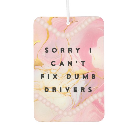 女おもしろいの子引用文パールピンクの車 カーエアーフレッシュナー (正面)