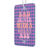 女おもしろいの子引用文ピンクの車 カーエアーフレッシュナー (左)