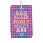 女おもしろいの子引用文ピンクの車 カーエアーフレッシュナー (裏面)