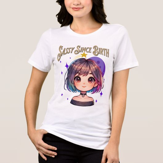 女おもしろいはっきりした性と女の子のための姿勢ティー トライブレンドＴシャツ (正面)