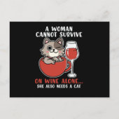 女おもしろいは猫を生き延び必要として一人では無い ポストカード (正面)