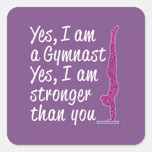女おもしろい子体操ギフトYes私は体操選手 スクエアシール (正面)