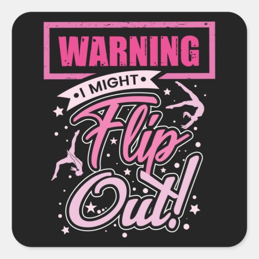 女おもしろい子体操選手の体操シャツ スクエアシール (正面)