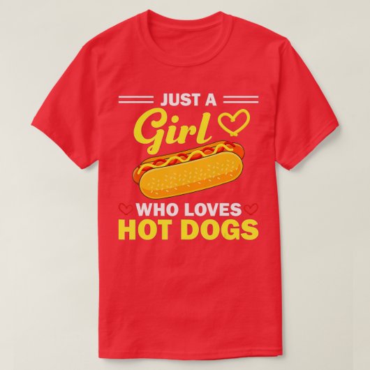 女おもしろい子愛犬愛人向けホットドッグデザイン Tシャツ (デザイン正面)