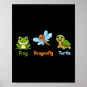 女おもしろい子政治ユーモアのカエルDragonfly ポスター (正面)