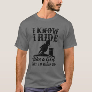 女おもしろい子競馬のバレルレーシング贈り物 Tシャツ