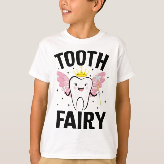 女おもしろい性の子供のための歯の妖精ハロウィーンの衣装 Tシャツ (正面)