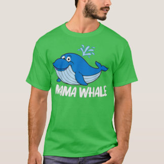 女おもしろい性ママのためのホエールアートOrca Narwhal Blue Wh Tシャツ