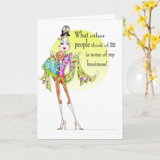 女おもしろい性ユーモア誕生日カード カード (黄色い花)