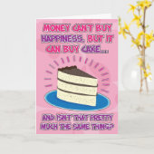 女おもしろい性誕生日カード – 幸福はケーキ！ カード (黄色い花)