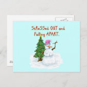 女おもしろい性雪だるまのクリスマス漫画 シーズンポストカード (正面/裏面)