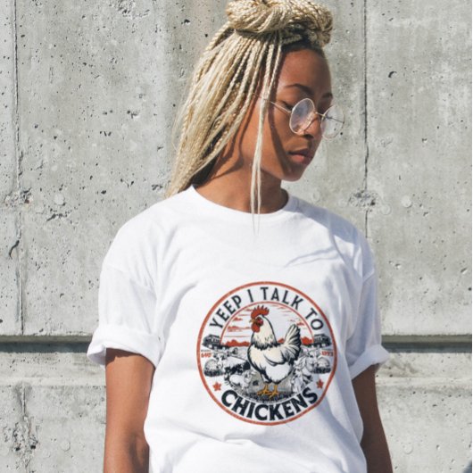 女おもしろい性TシャツYep I Talk To Chickens トライブレンドＴシャツ