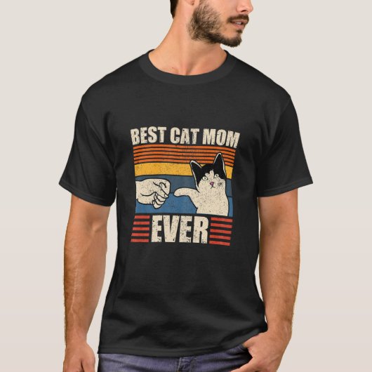 女おもしろい猫最高のお母さん猫お母さんプレゼント Tシャツ (正面)