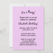 女おもしろい生誕生会かわいい漫画招待状 招待状 (裏面)