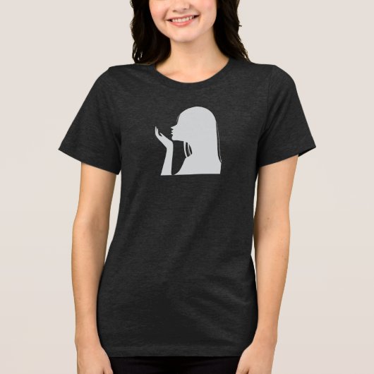 女お洒落の吹子の手のひらシルエットティー トライブレンドTシャツ (正面)