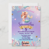 女お洒落の子のためのマーメイド誕生日招待状 招待状 (正面)