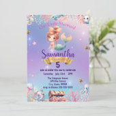 女お洒落の子のためのマーメイド誕生日招待状 招待状 (スタンド正面)
