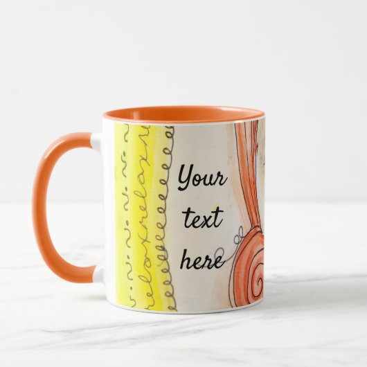 女お洒落の子イラストレーション赤毛かわいいおもしろい マグカップ (左)