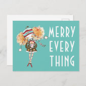 女お洒落の子メリー全クリスマスカード シーズンポストカード (正面/裏面)