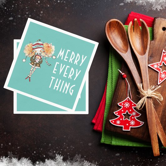 女お洒落の子メリー全クリスマス スタンダードカクテルナプキン