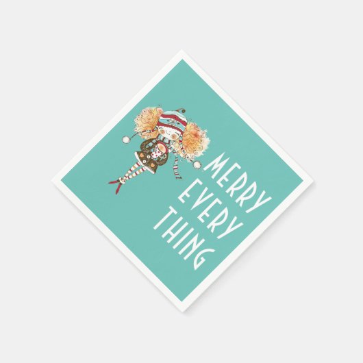 女お洒落の子メリー全クリスマス スタンダードカクテルナプキン (角)