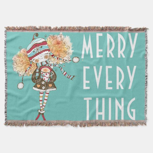 女お洒落の子メリー全クリスマス スローブランケット (正面)
