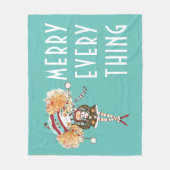 女お洒落の子メリー全クリスマス フリースブランケット (正面)