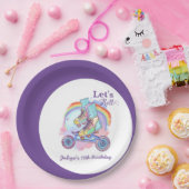 女お洒落の子ローラスケートで滑る紫誕生日 ペーパープレート (パーティー)