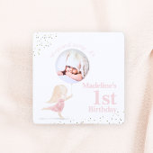 女お洒落の子1歳の誕生日赤面ピンクの金ゴールド写真 招待状