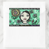 女お洒落アートの花とカラフル 長方形シール (バッグ)