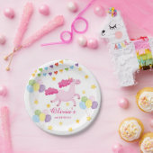 女お洒落子初かわいいピンクのユニコーン誕生日 ペーパープレート (パーティー)